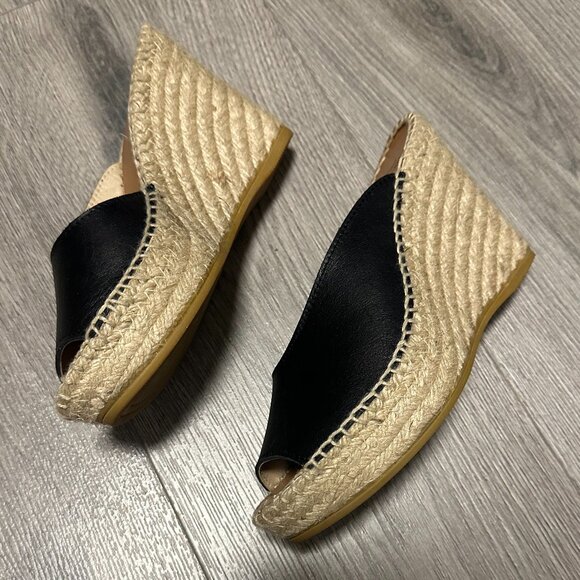 Andre Assous Classic Catarina Espadrille Wedges in Black - Size 6 - Like New! - Picture 6 of 9